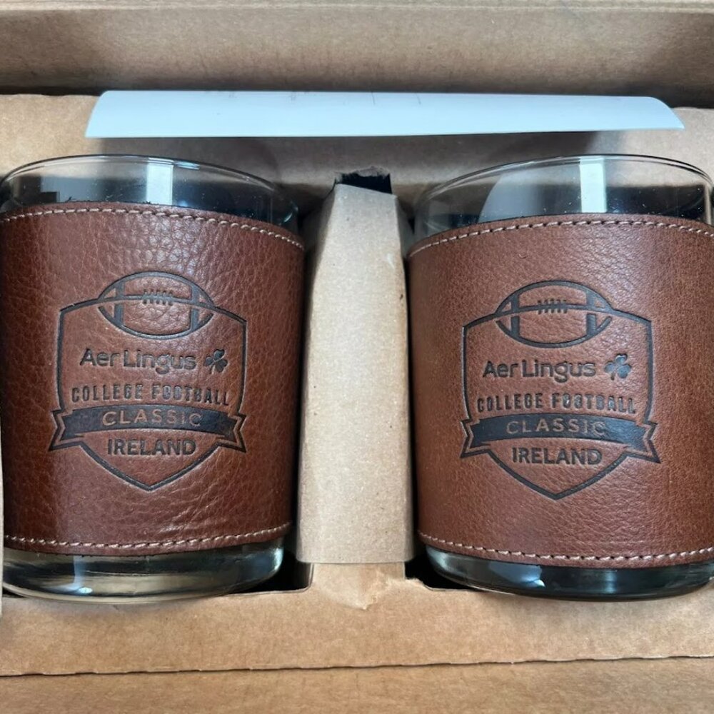 Clayton & Crume Handcrafted Leather Goods Rocks Glasses 2023 Navy vs Notre Dame
